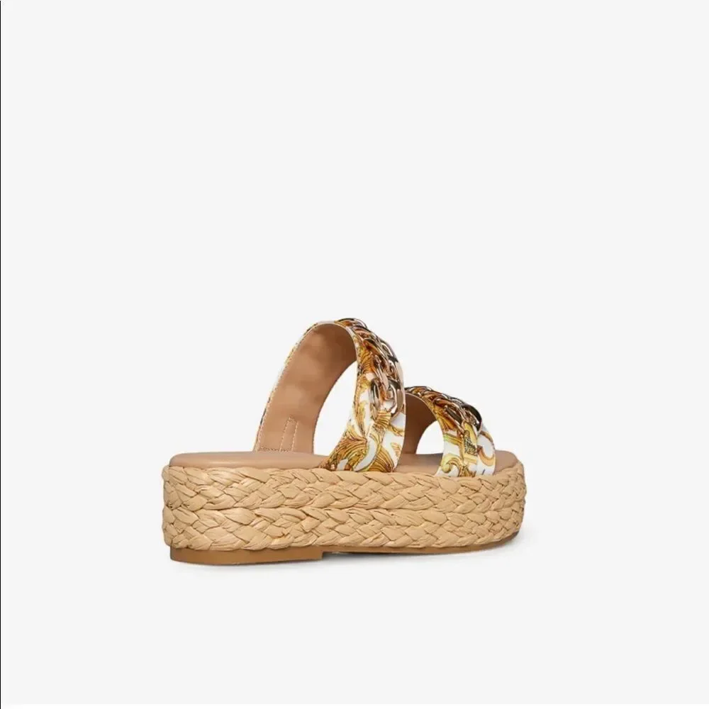 Shoedazzle Dola Platform Sandal‎ Miami White 10 New in Boxes